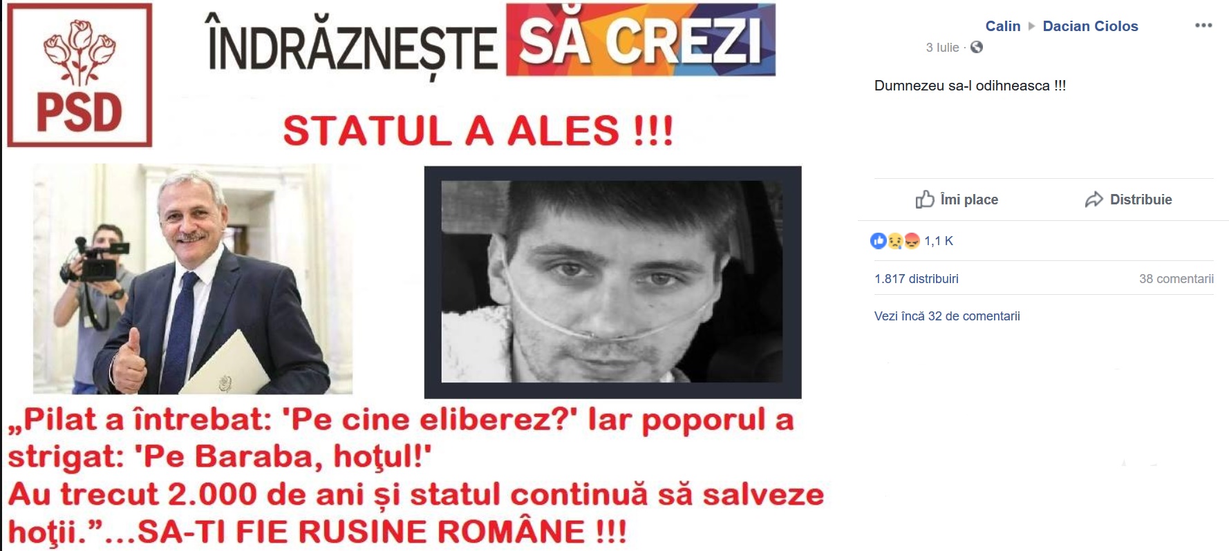 Statul a ales: elibereaza hotii iar nevinovatii, precum Calin Farcas, sunt ucisi