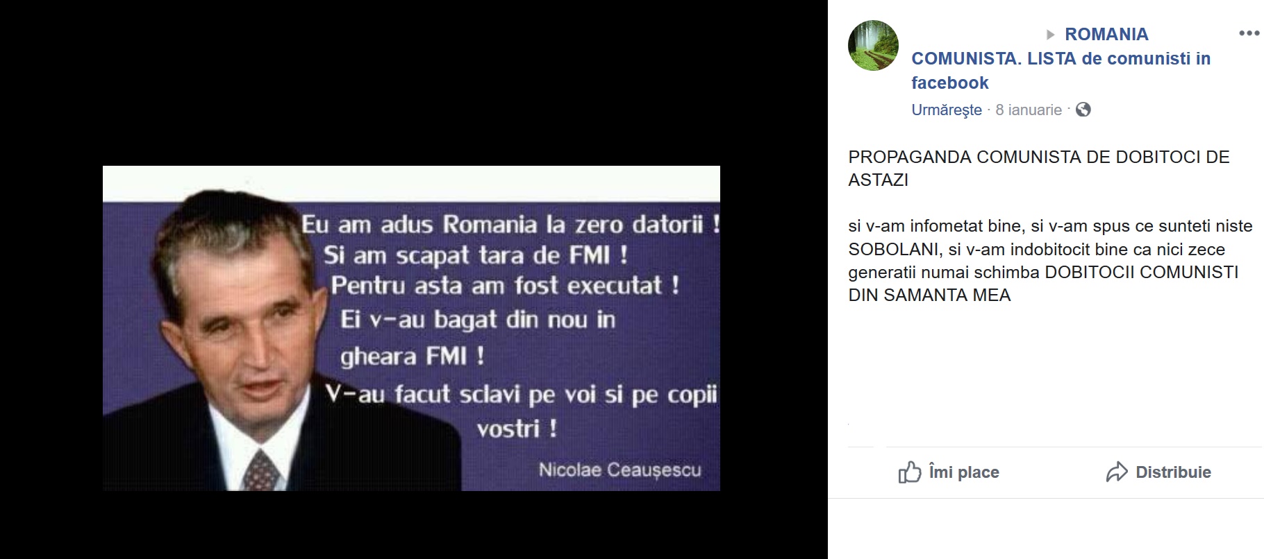 Imaginea lui Ceausescu si un citat fals