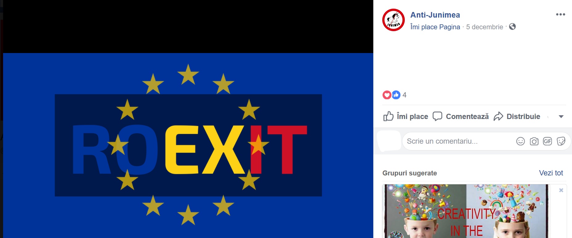 Imagine cu mesajul ROEXIT