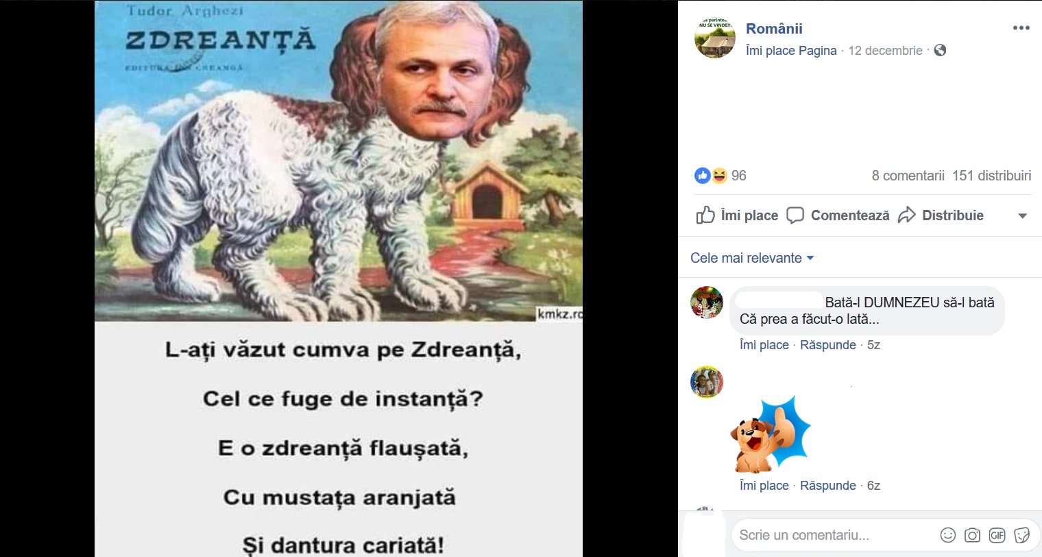 Dragnea este reprezentat de catelul Zdreanta