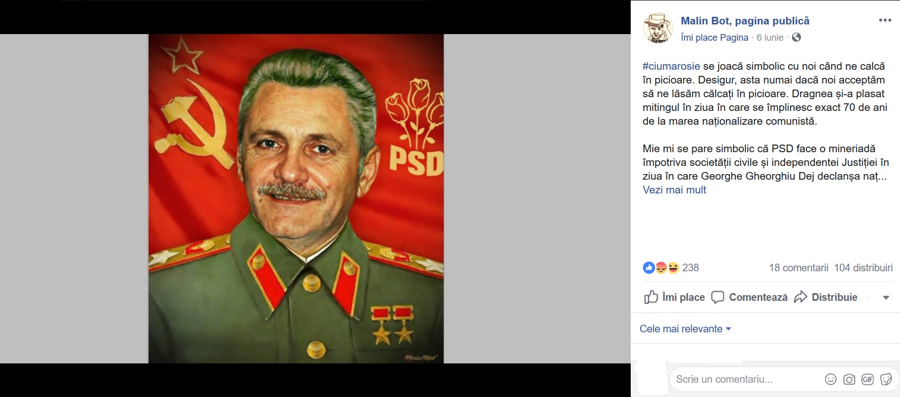 Dragnea este prezentat ca un dictator comunist, posibil Stalin