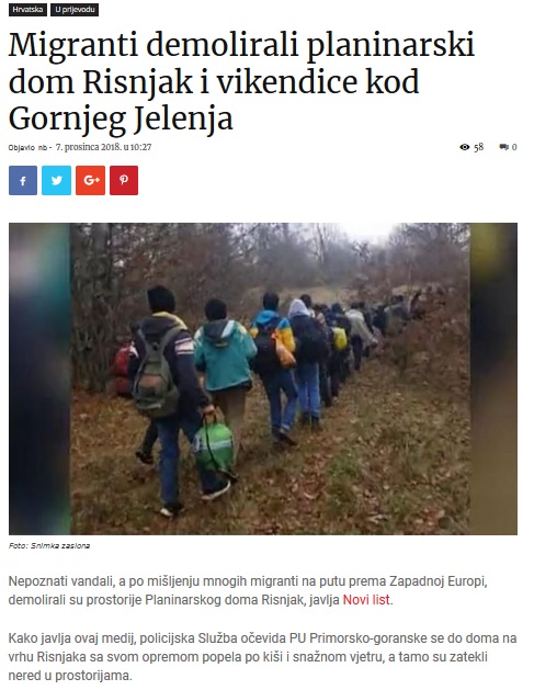 Migranti demolirali planinarski dom