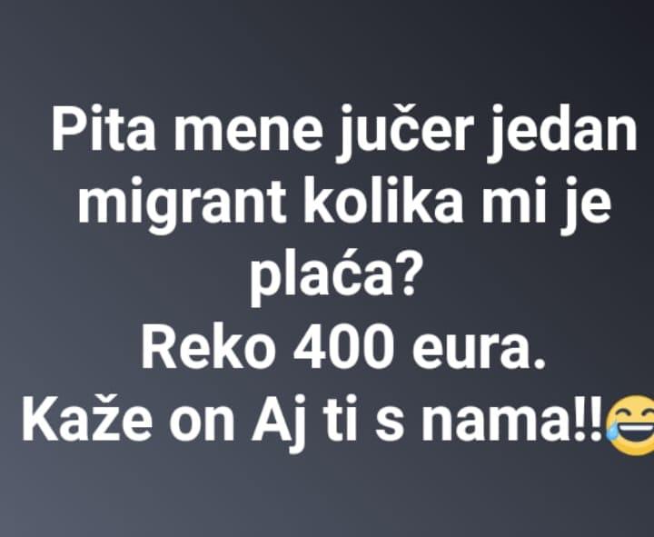 Grafika donosi pošalicu o tome da se više isplati biti migrant zbog državnih potpora