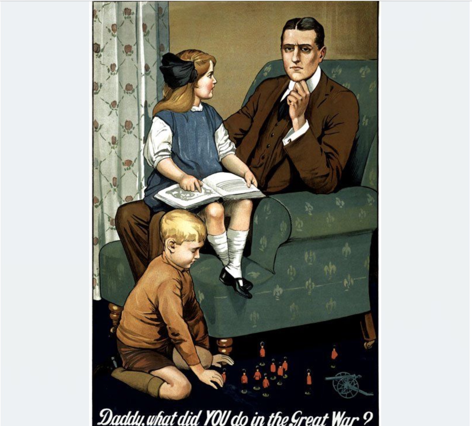 Trying to get people to contribute in the war. 