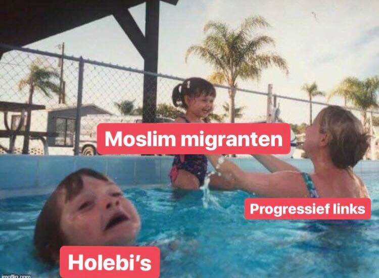 afbeelding met kindje dat aan het verdrinken is