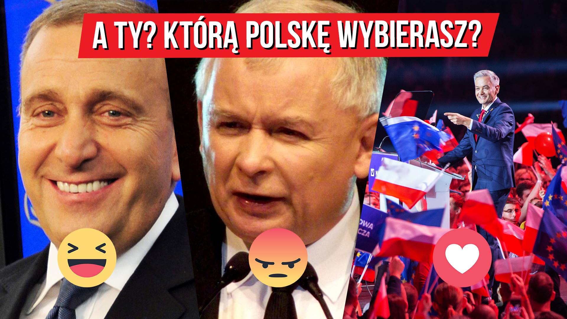 Zdjęcie z postu na profilu "Wiosna" odnoszące się do (prawdopodobnie) przyszłych kandydatów na prezydenta RP. Ma ono zachęcić odbiorców do oddania "głosu" w formie lajka pod zdjęciem.