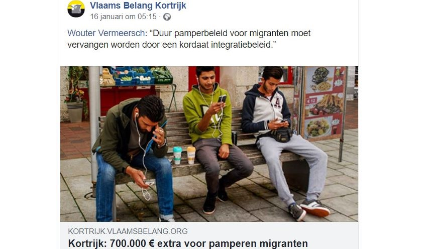Tweet Vlaams Belang Kortrijk