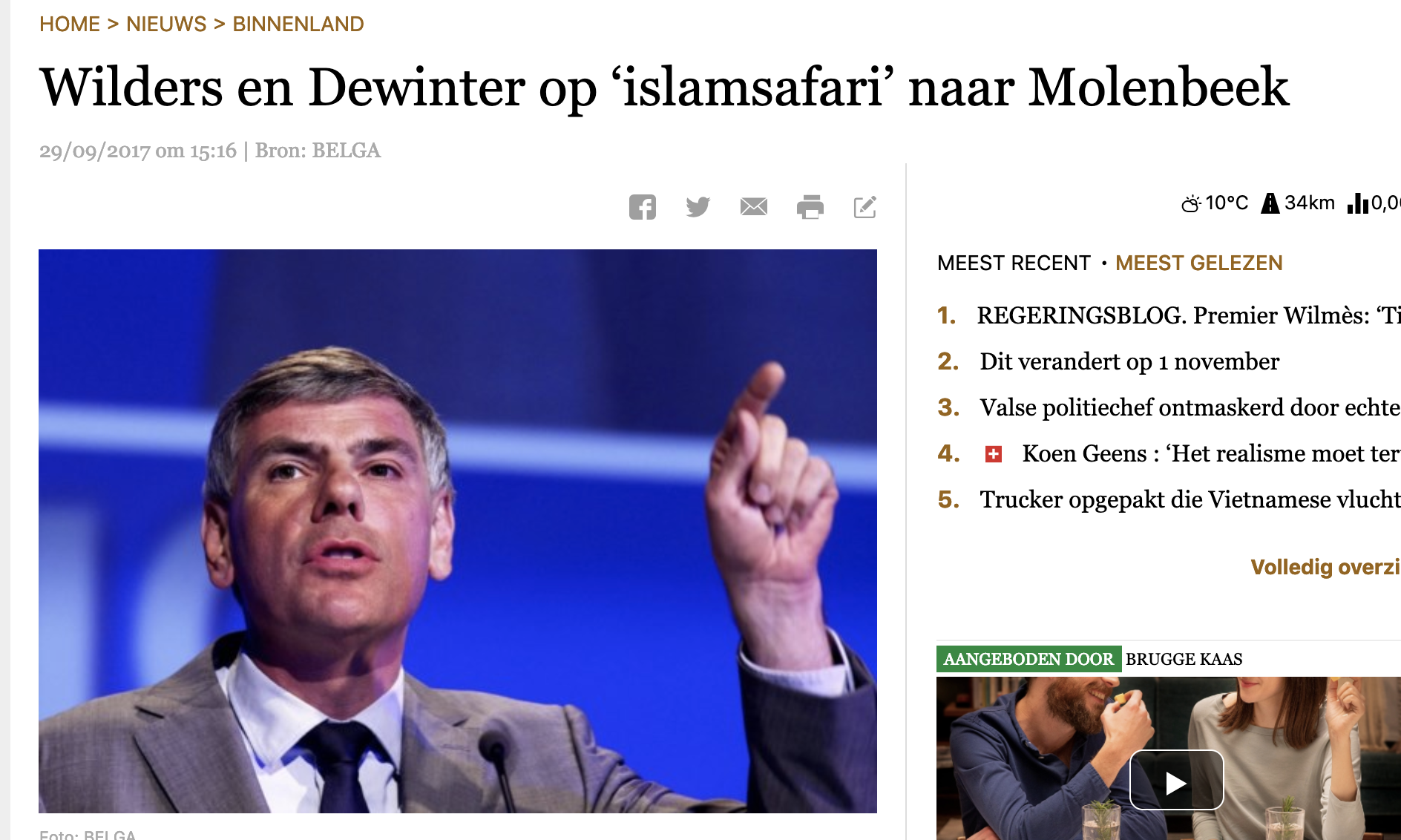 Wilders en Dewinter op ‘islamsafari’ naar Molenbeek