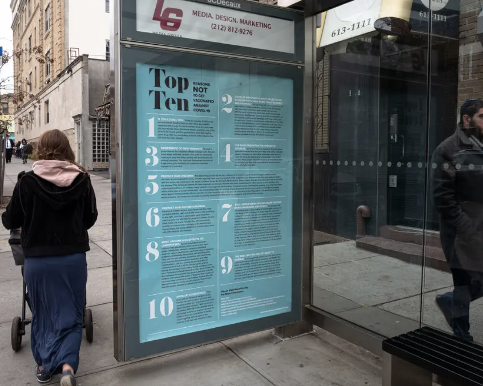 Anti- Vaccination Poster appeared at NYC bus stop