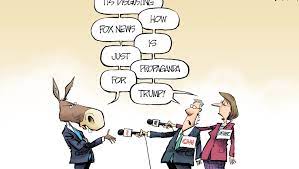 Reporters filling in the speaker's sentence with whatever they want in order to manipulate the audience and twist the intended message.