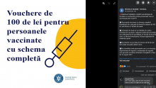 Persoanele care s-au vaccinat cu schema completă vor primi vouchere de 100 de lei!